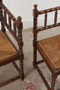 Load image into Gallery viewer, PAIR English Bobbin Corner Chairs (c. 1900)