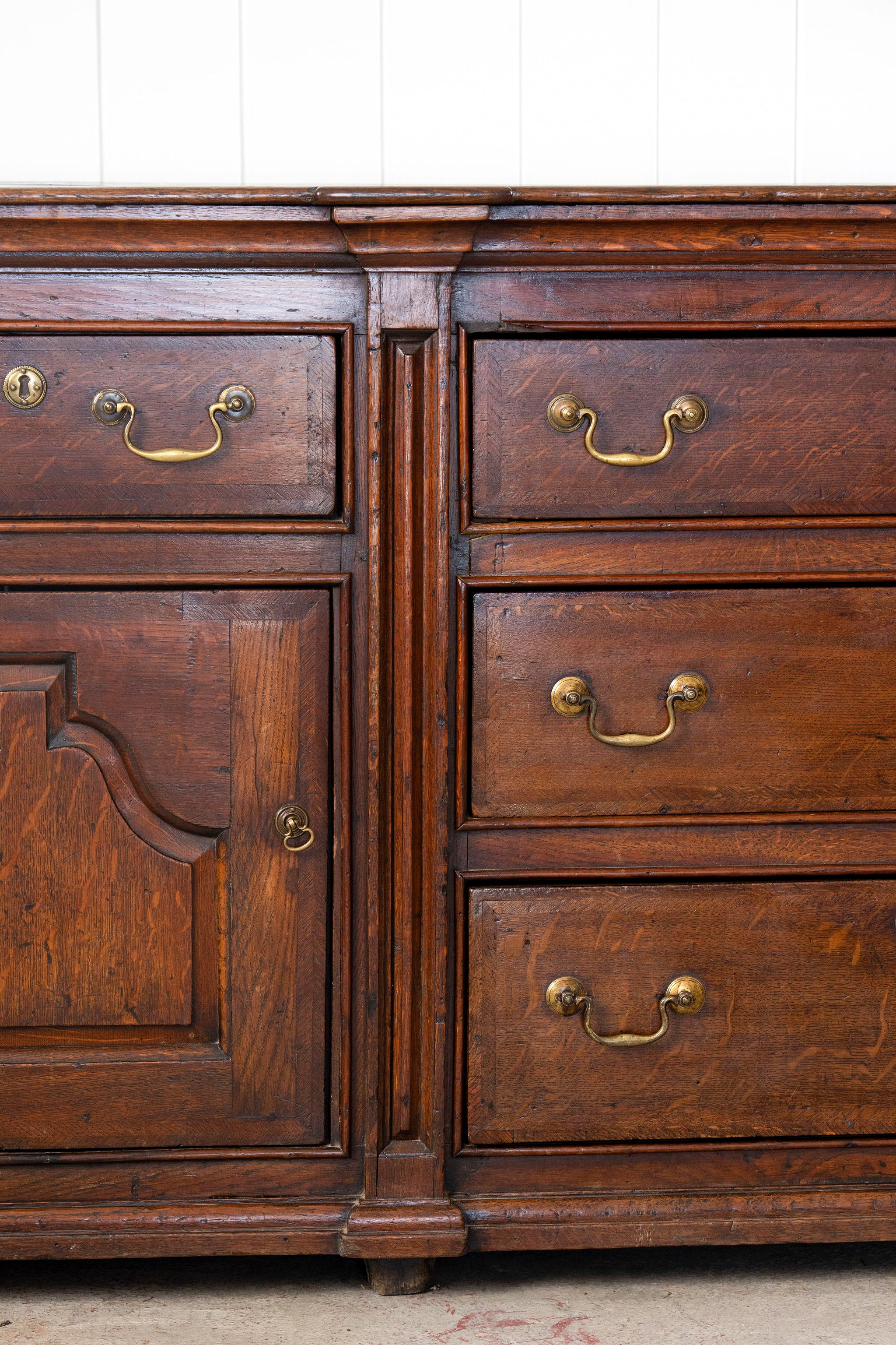 18th Century Large 7FT Oak Buffet with Raised Panel Cabinets (c. 1780)