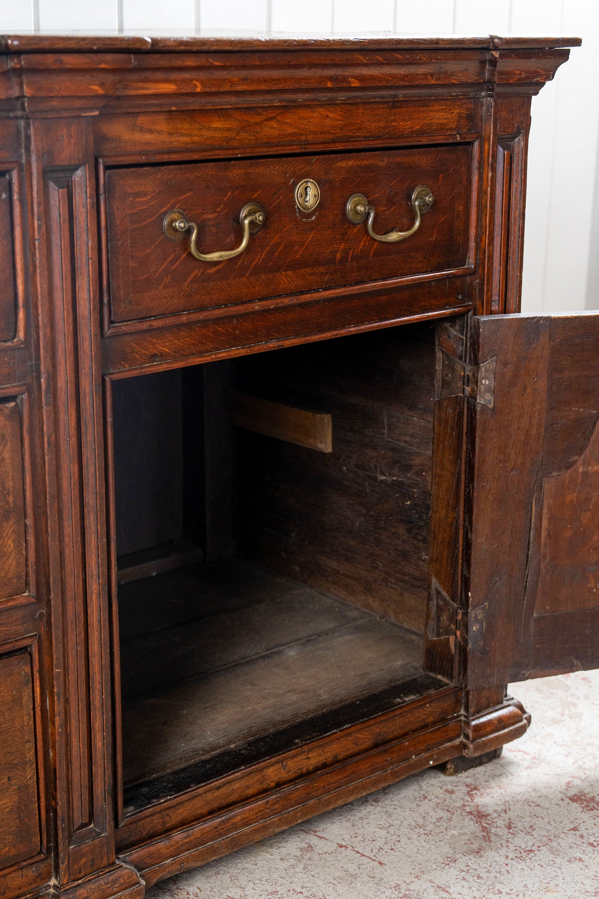 18th Century Large 7FT Oak Buffet with Raised Panel Cabinets (c. 1780)