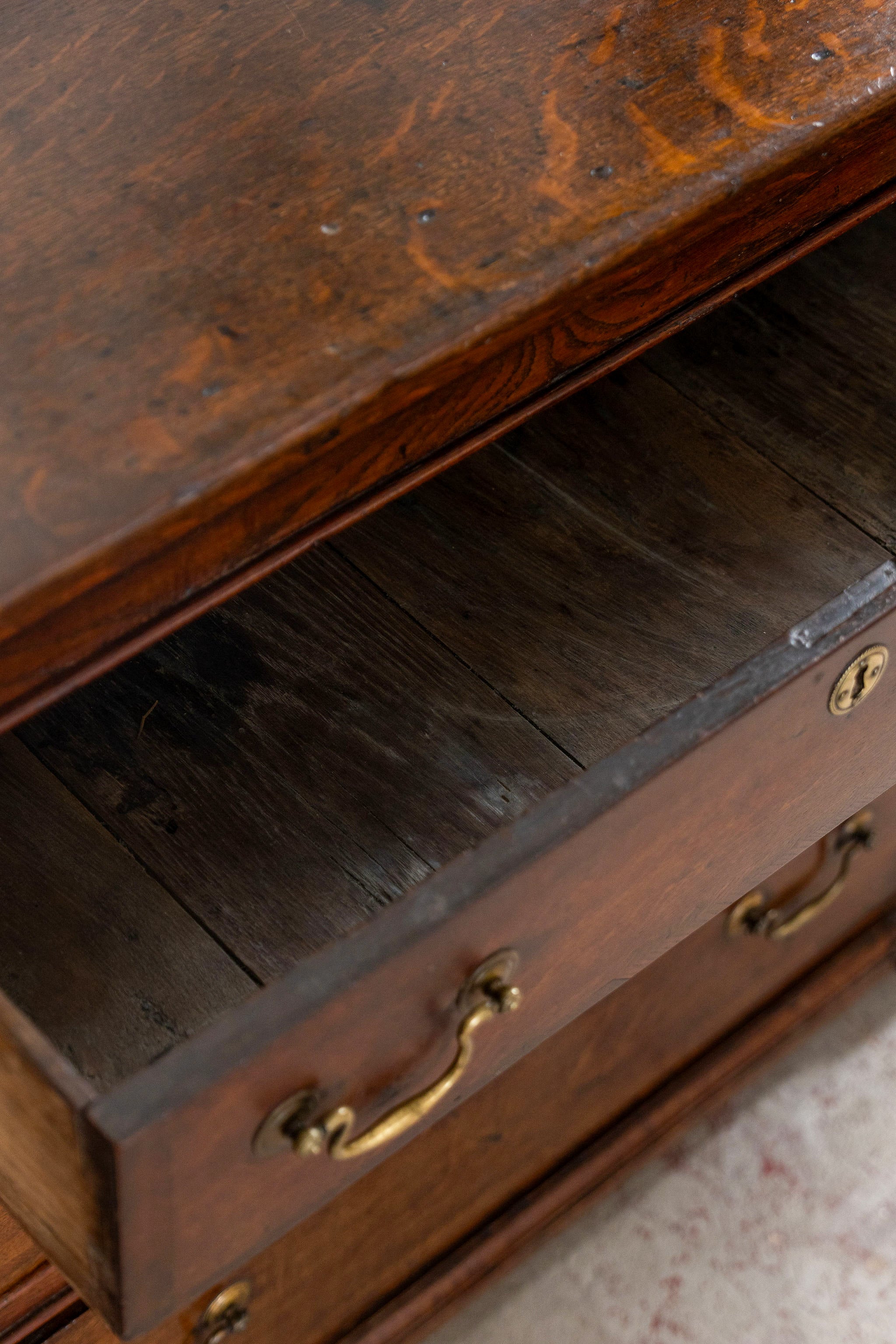 18th Century Large 7FT Oak Buffet with Raised Panel Cabinets (c. 1780)