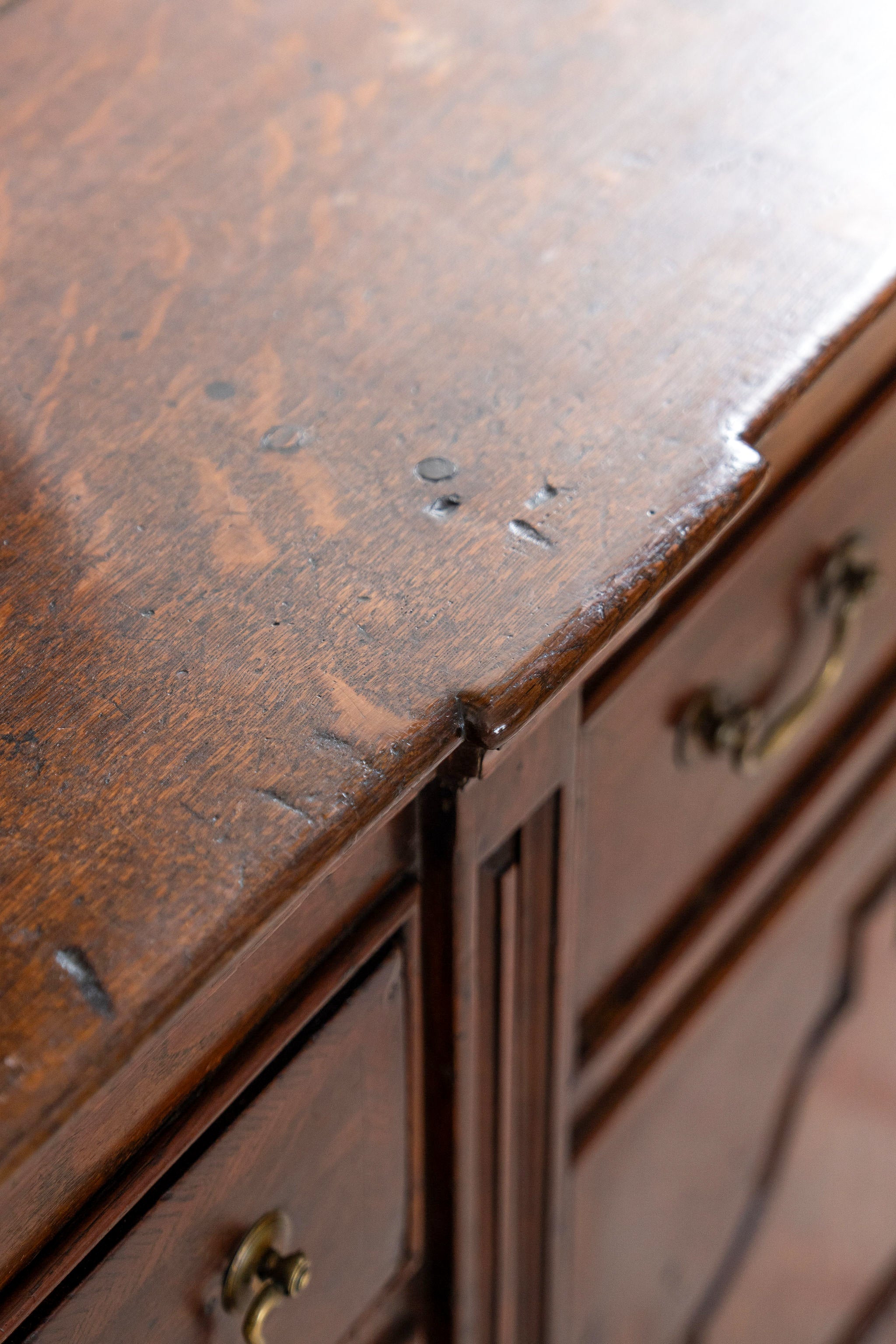 18th Century Large 7FT Oak Buffet with Raised Panel Cabinets (c. 1780)