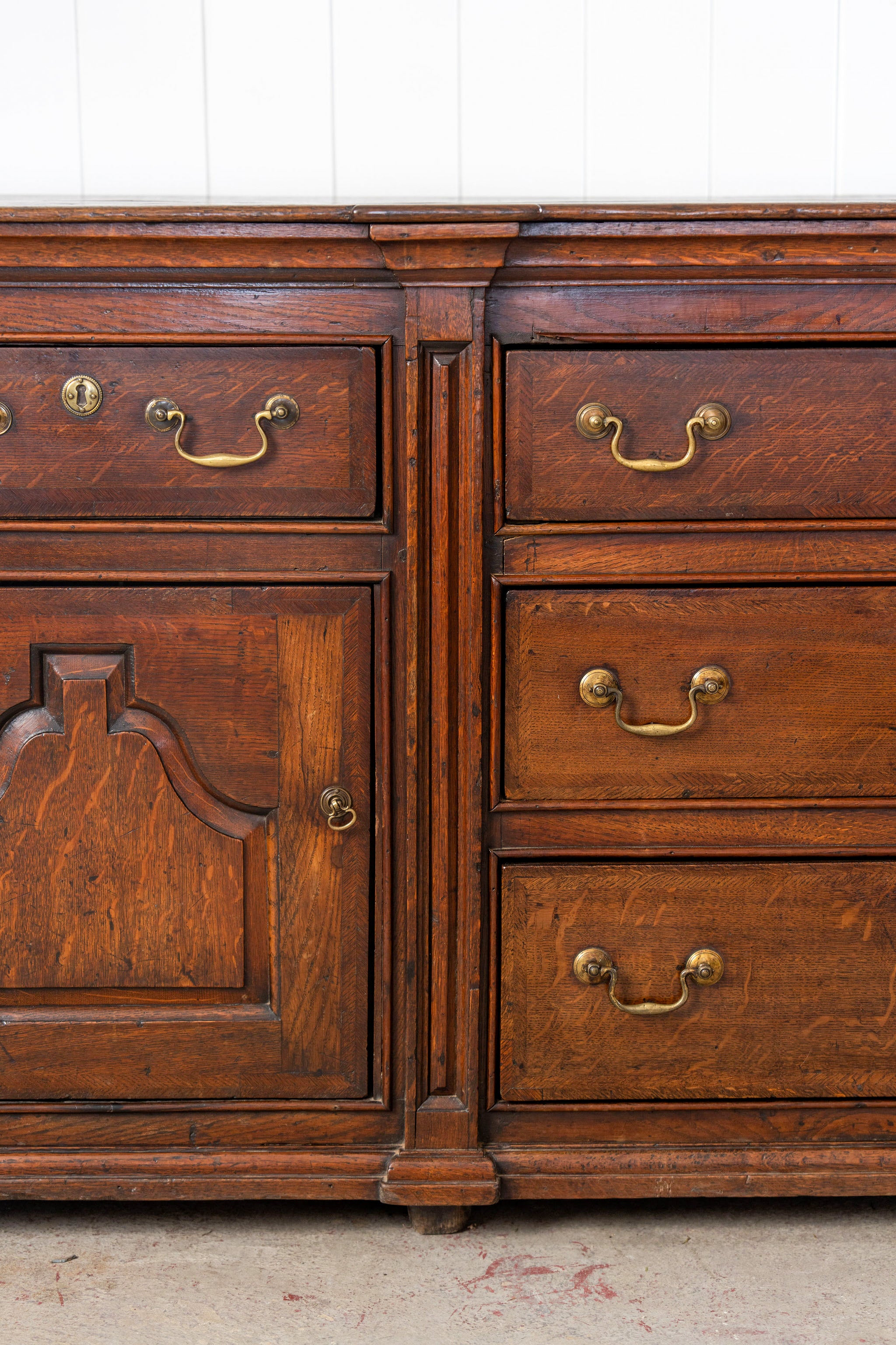 18th Century Large 7FT Oak Buffet with Raised Panel Cabinets (c. 1780)