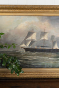 Load image into Gallery viewer, Large 19th Century Signed Original Oil of Early Steamship in Original Carved Frame