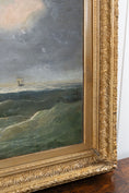 Load image into Gallery viewer, Large 19th Century Signed Original Oil of Early Steamship in Original Carved Frame