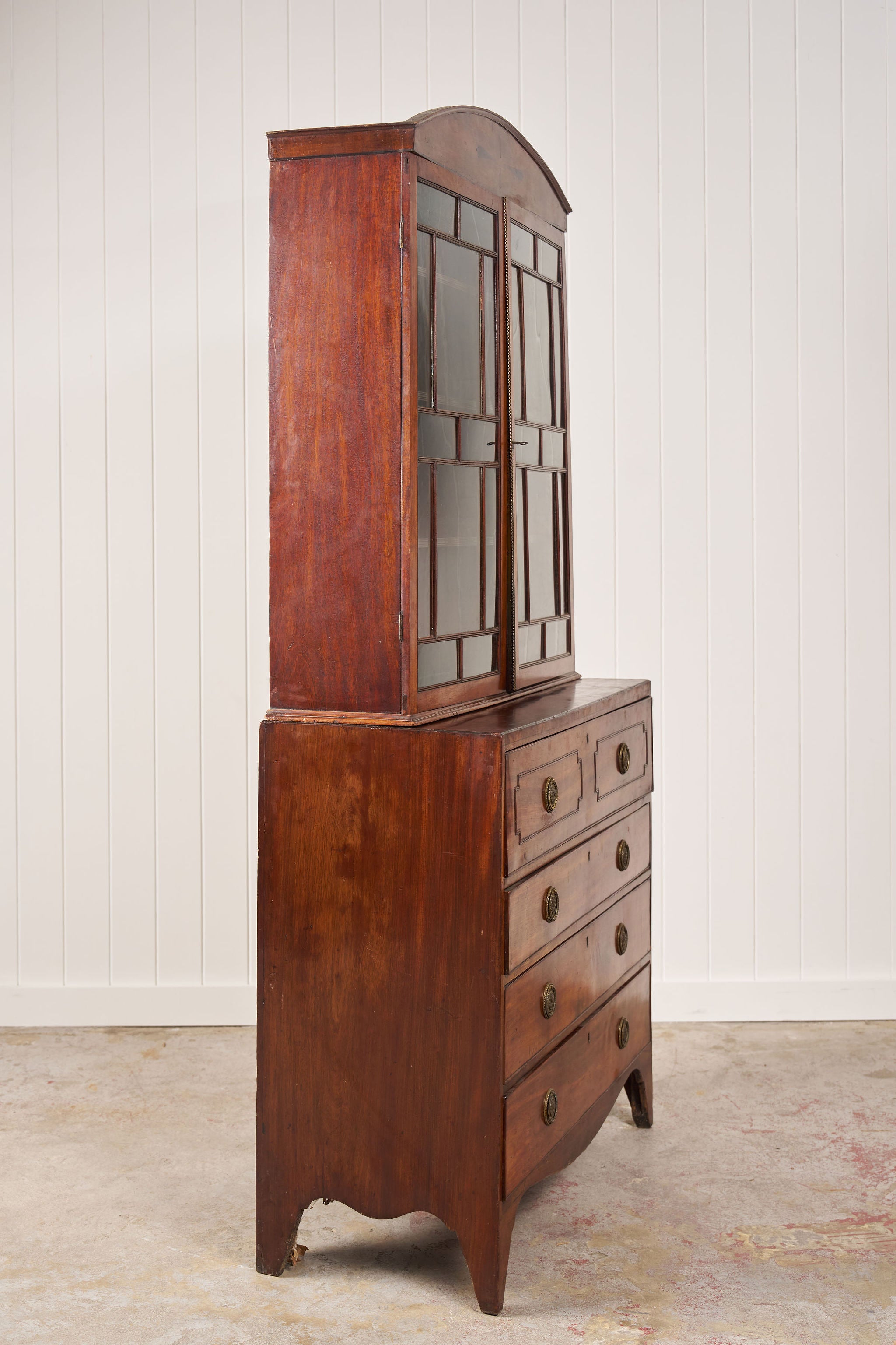 Regency Mahogany Secretaire Bookcase with Arched Cornice (c. 1820)