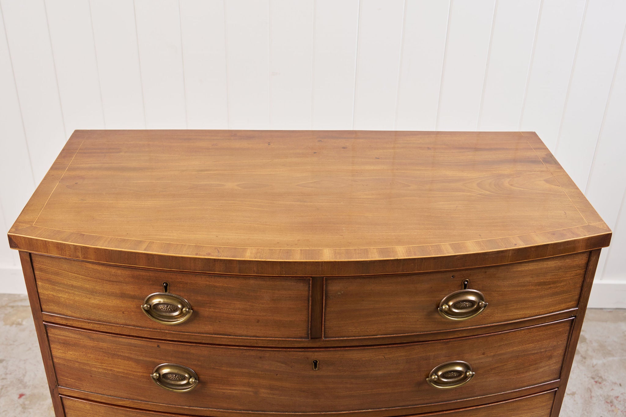 Victorian Mahogany Bow Front Chest on Splay Feet