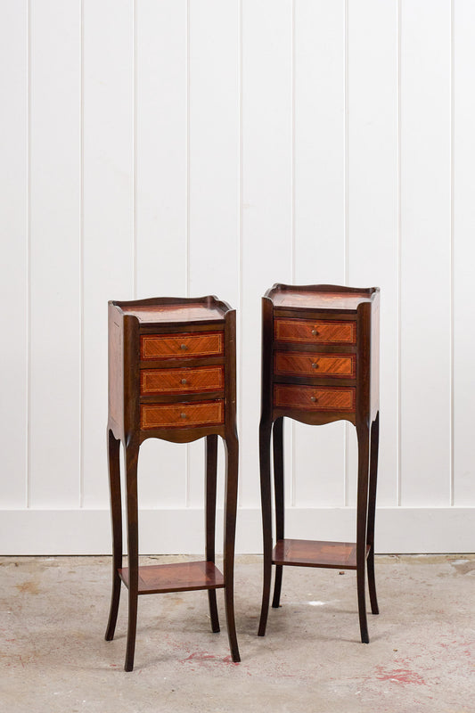 PAIR of Petite French Marquetry Side Tables