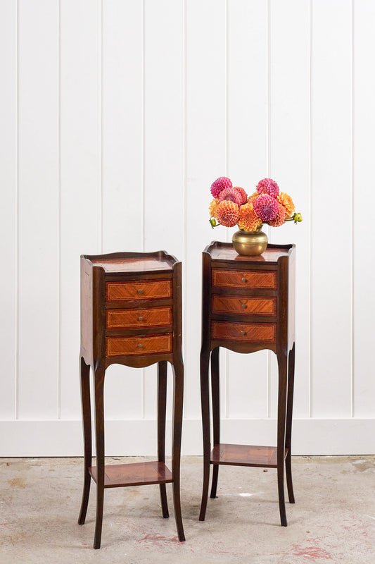 PAIR of Petite French Marquetry Side Tables