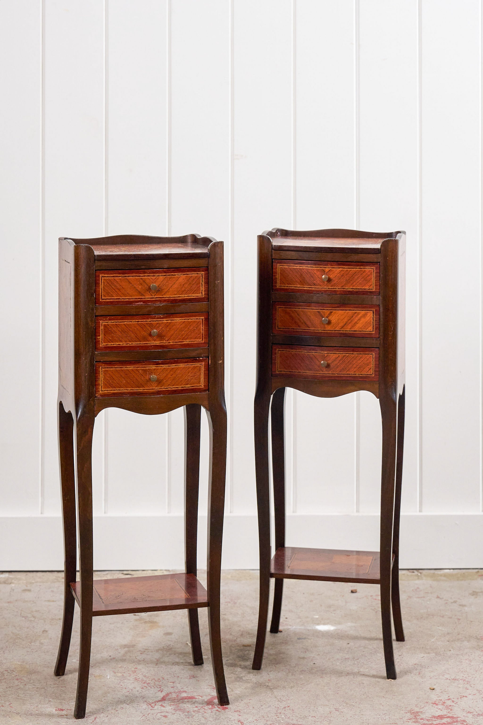 PAIR of Petite French Marquetry Side Tables