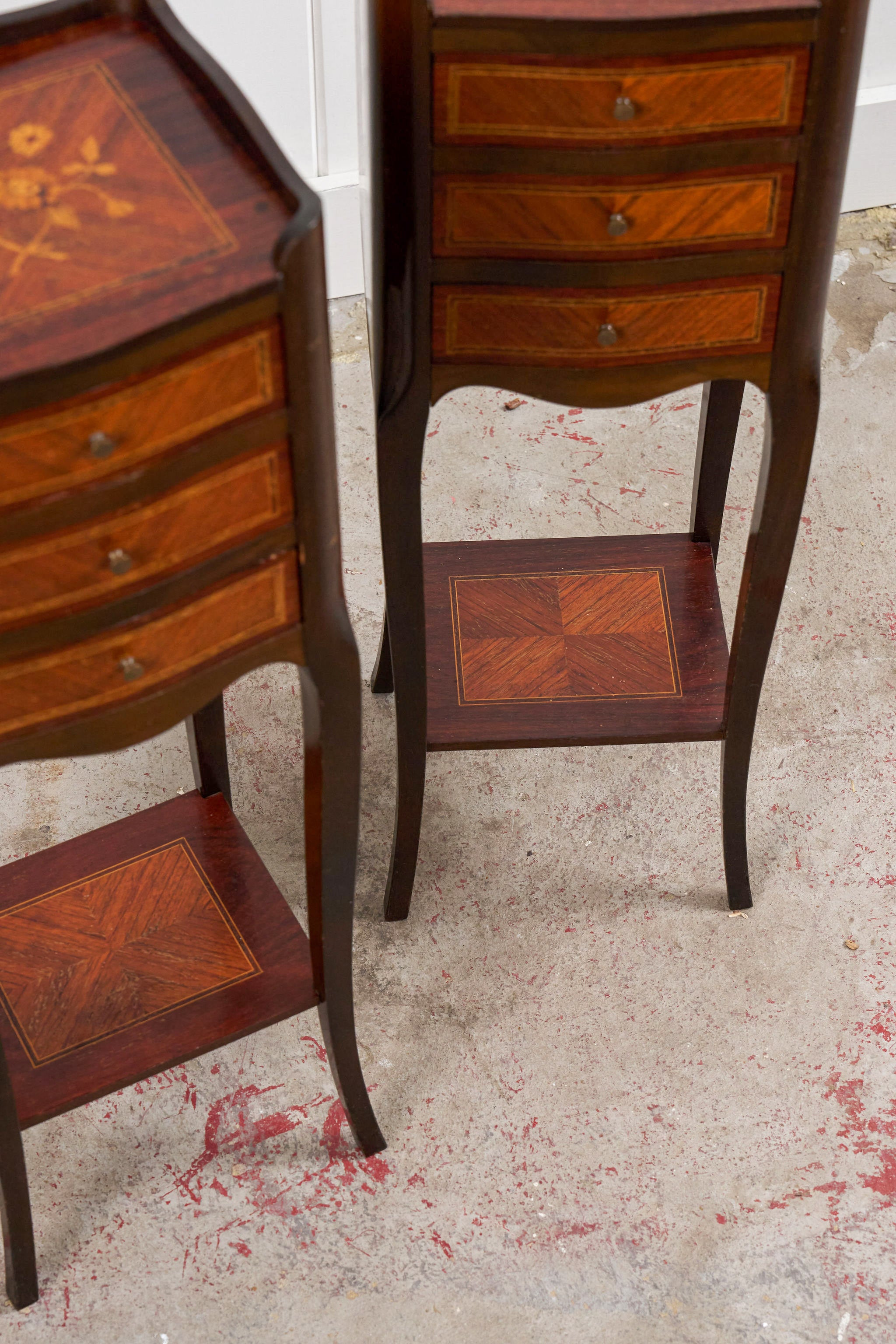 PAIR of Petite French Marquetry Side Tables