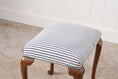 Load image into Gallery viewer, Antique English Carved Footstool | Navy + White Ticking Stripe