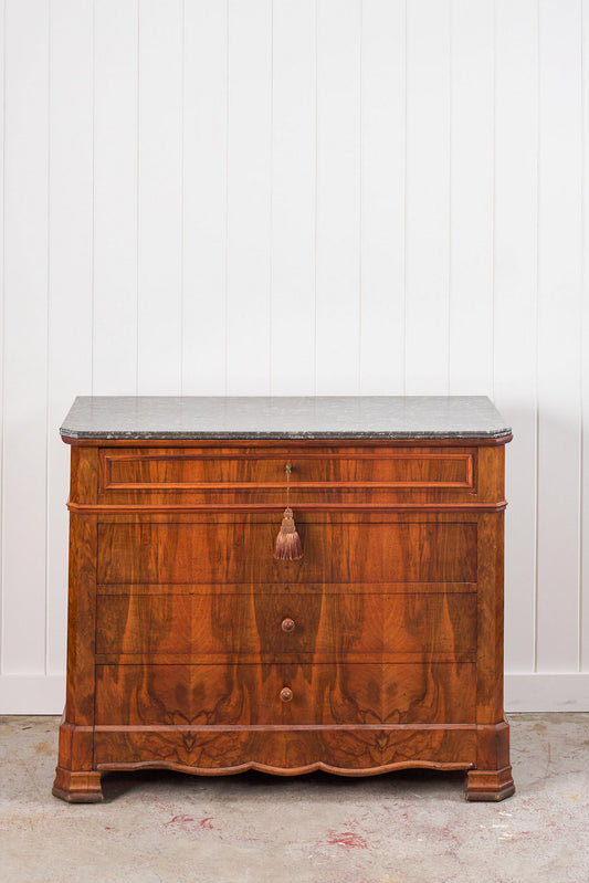 19th Century Louis Philippe Black Marble Top Commode