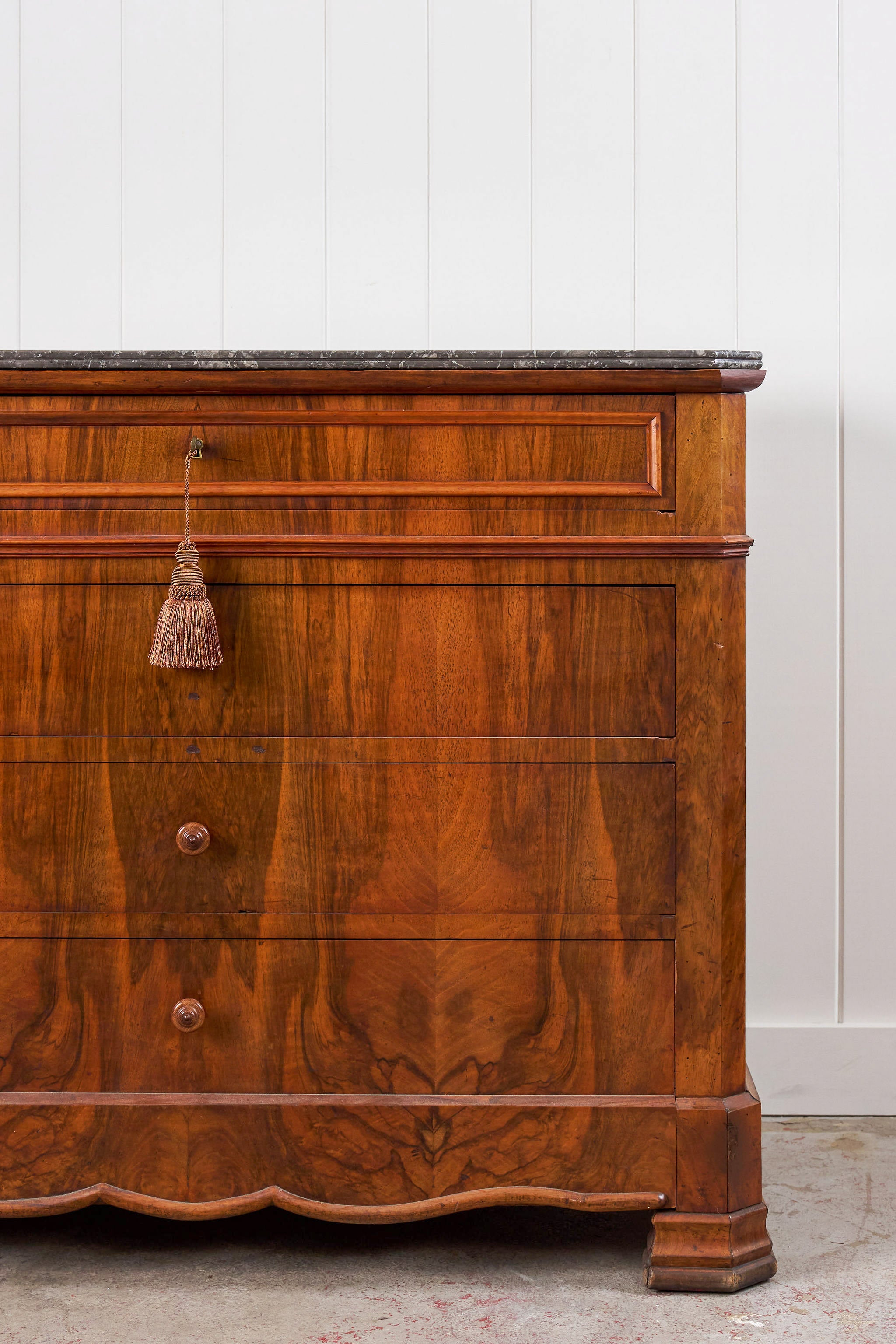 19th Century Louis Philippe Black Marble Top Commode