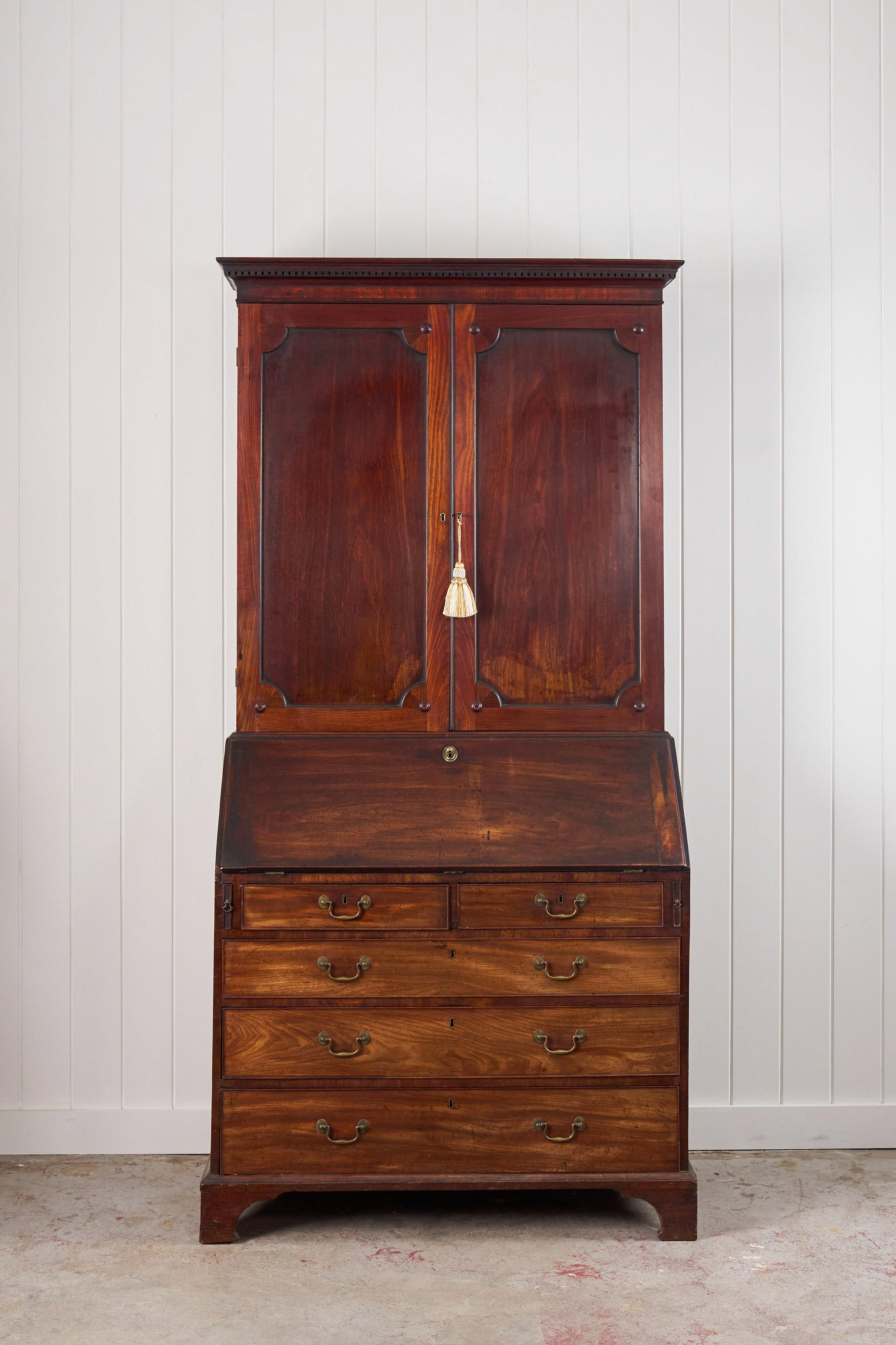 18th Century English Mahogany Bureau Bookcase (c. 1780)