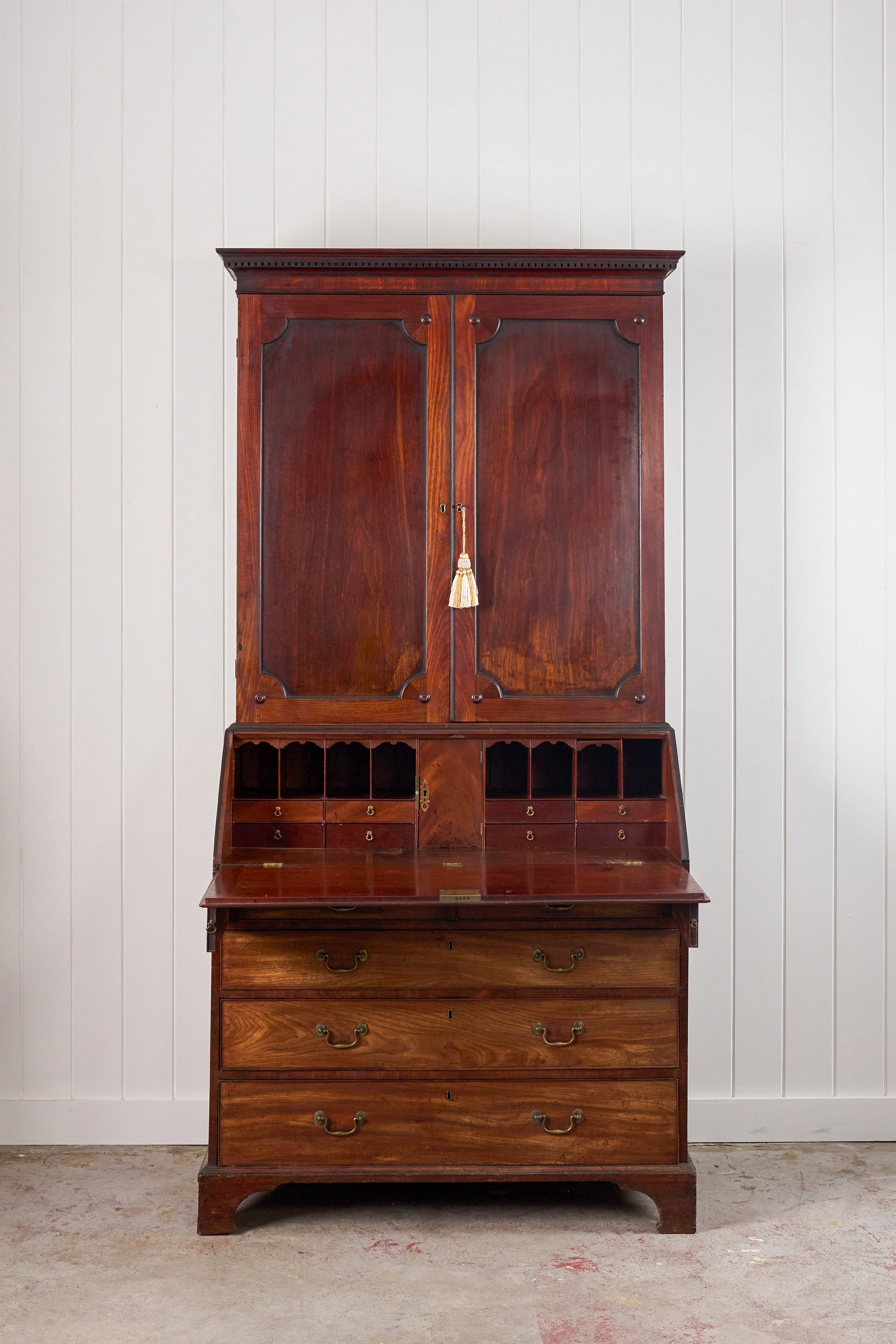 18th Century English Mahogany Bureau Bookcase (c. 1780)
