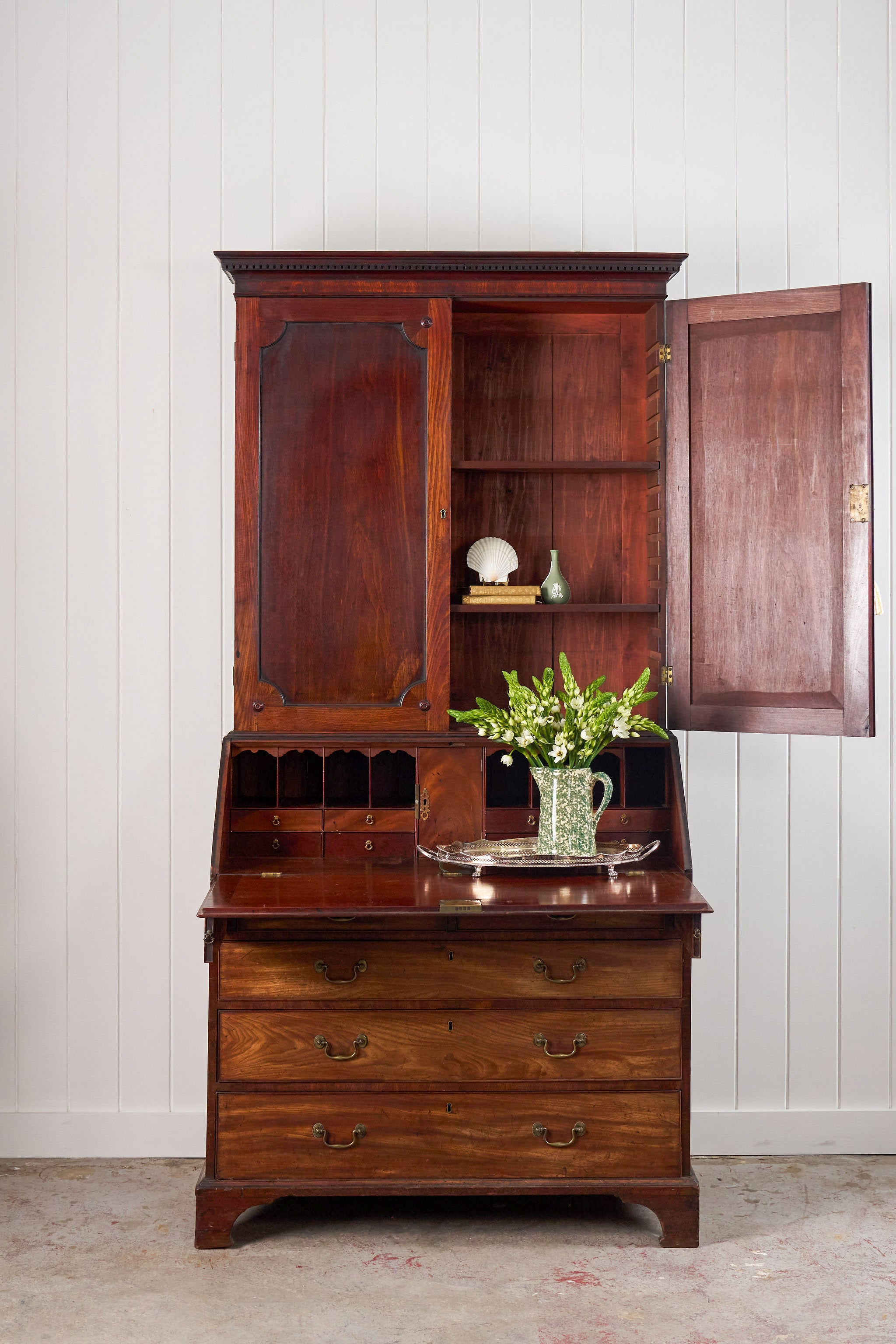 18th Century English Mahogany Bureau Bookcase (c. 1780)