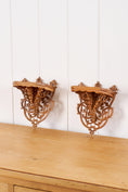 Load image into Gallery viewer, PAIR of Antique Wooden Ornate Wall Brackets/Shelves