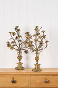 Load image into Gallery viewer, PAIR of 19th Century French Bronze Floral Toile 5-Candle Candelabras