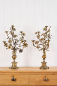 Load image into Gallery viewer, PAIR of 19th Century French Bronze Floral Toile 5-Candle Candelabras