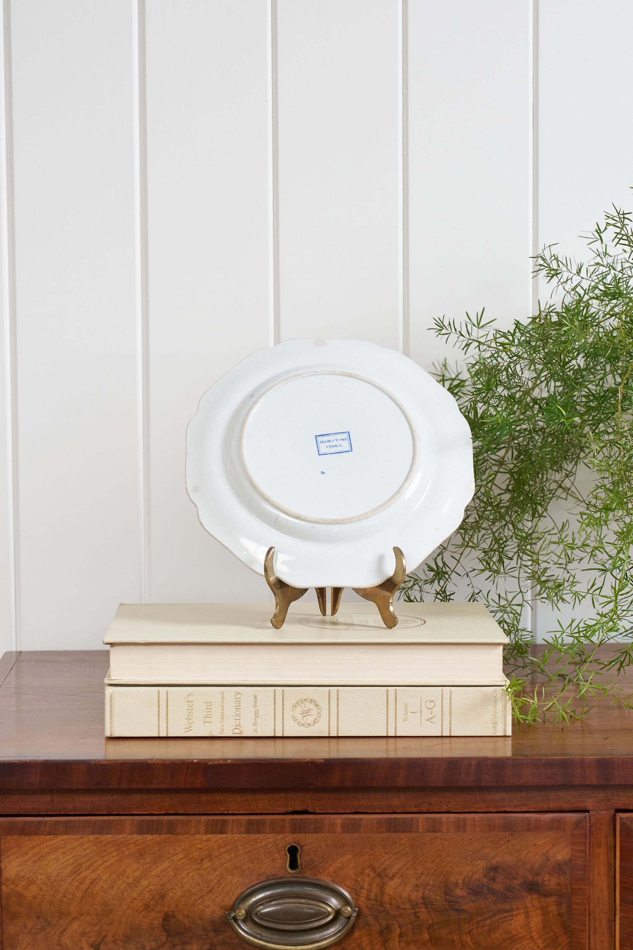 Antique Ironstone China ‘Ferns Needle + Thread’ Plate