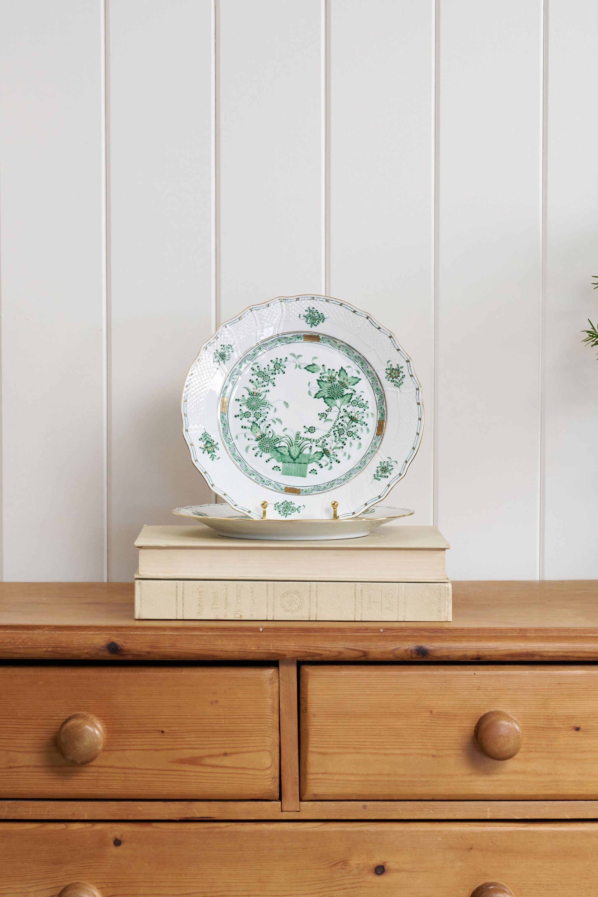 Herend Green Indian Basket 10.25” Dinner Plate