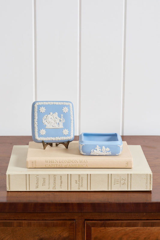 Wedgwood Blue Jasperware Square Trinket Box