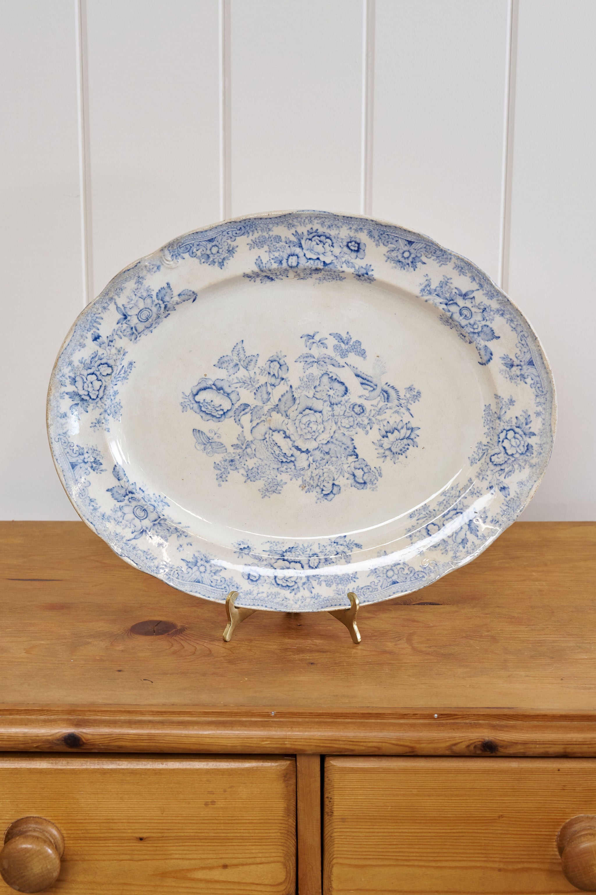 19th Century Asiatic Pheasant Oval Serving Platter