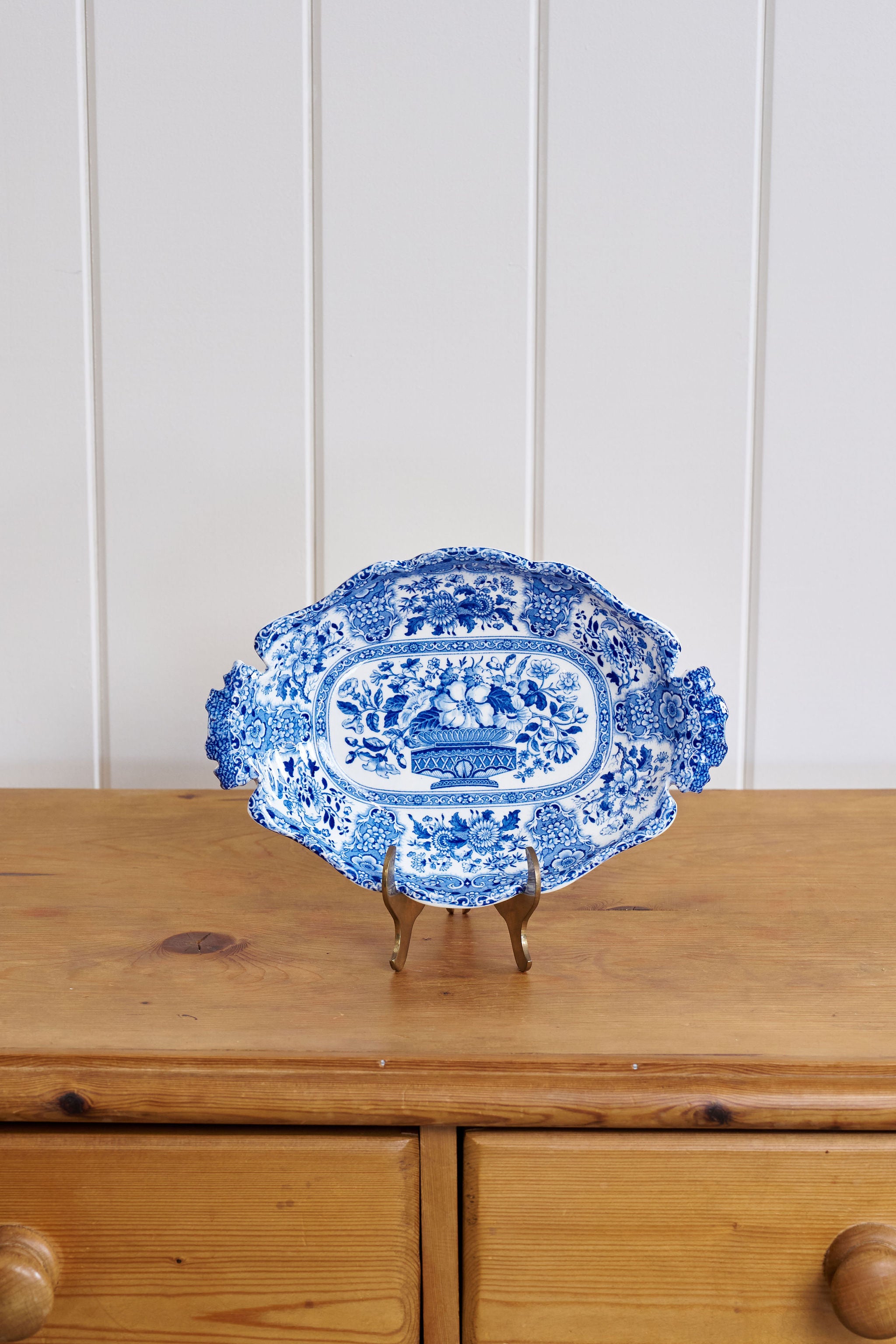 RARE Minton 'Filigree' Pattern Blue Floral Small Serving Bowl (c. 1830)