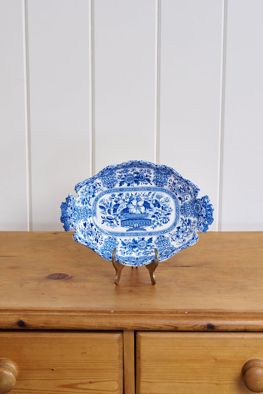 RARE Minton 'Filigree' Pattern Blue Floral Small Serving Bowl (c. 1830)