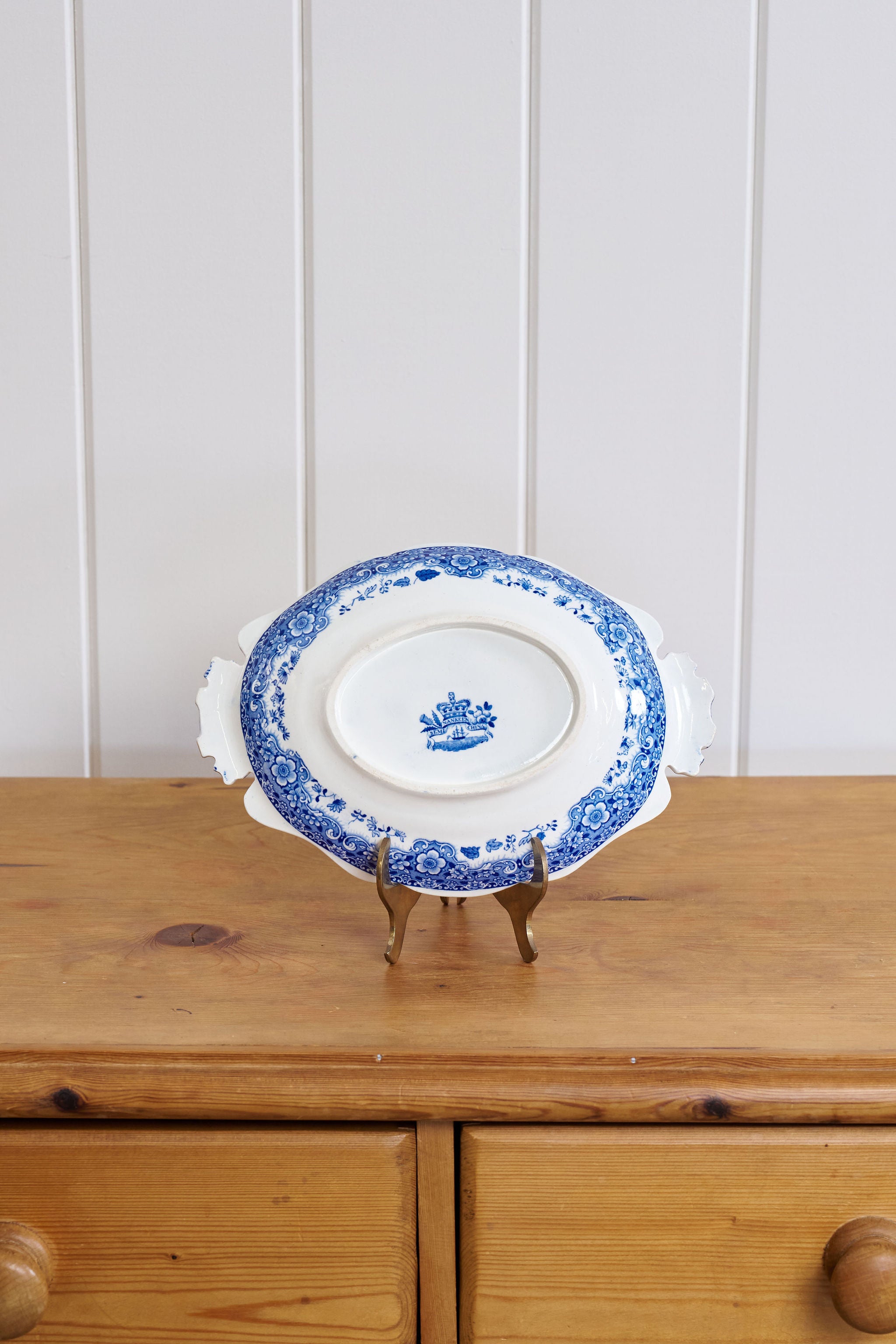 RARE Minton 'Filigree' Pattern Blue Floral Small Serving Bowl (c. 1830)