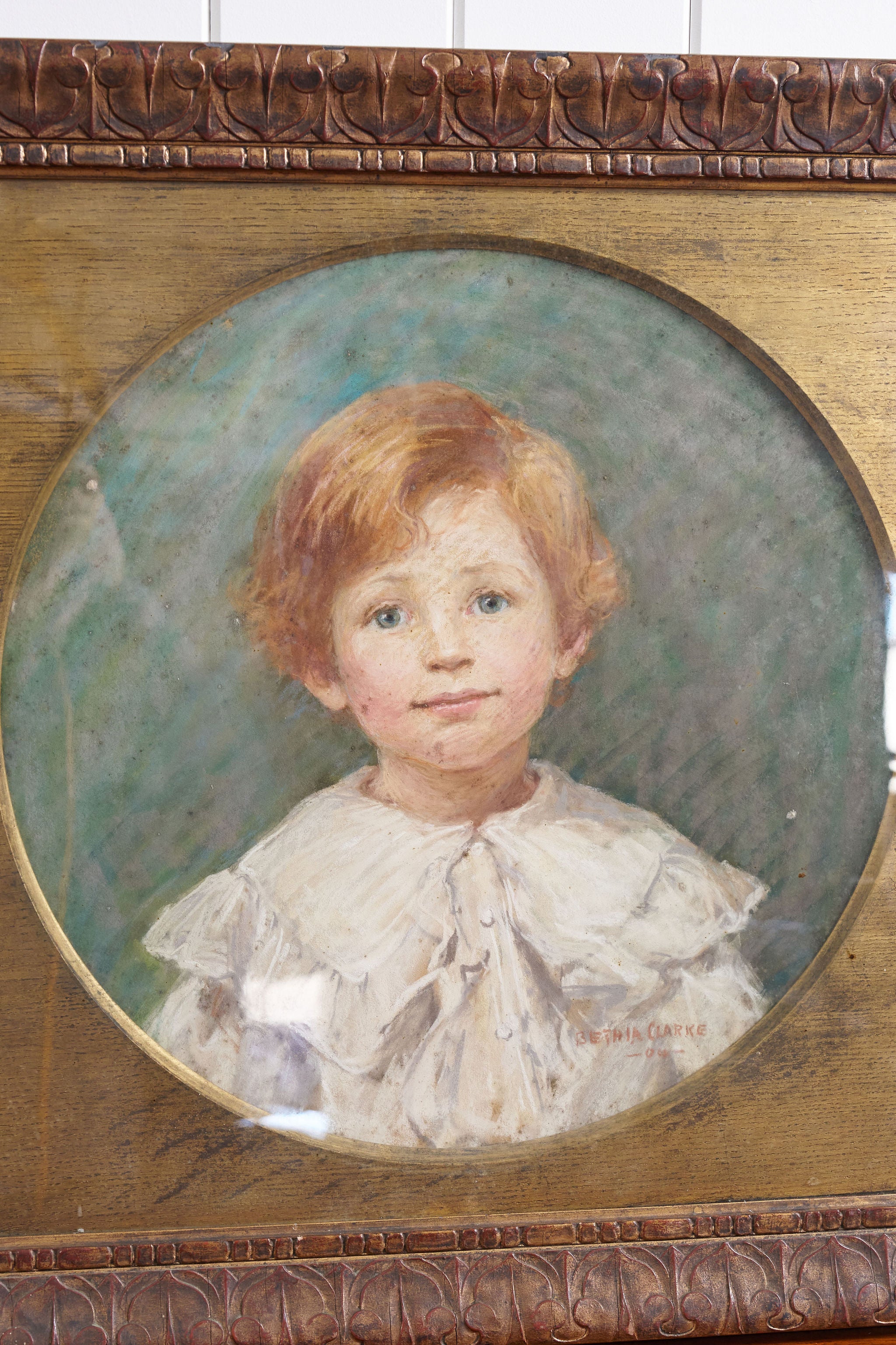 English Pastel on Paper ‘Portrait of a Young Boy’ | Signed by Bethia Mary Clarke 1904 on