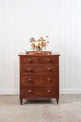 Load image into Gallery viewer, Thin English Mahogany Chest with Original Wooden Knobs + Feet (c. 1825)