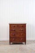 Load image into Gallery viewer, Thin English Mahogany Chest with Original Wooden Knobs + Feet (c. 1825)