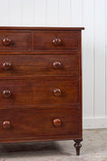 Load image into Gallery viewer, Thin English Mahogany Chest with Original Wooden Knobs + Feet (c. 1825)