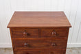 Load image into Gallery viewer, Thin English Mahogany Chest with Original Wooden Knobs + Feet (c. 1825)