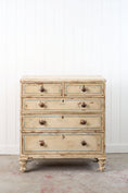 Load image into Gallery viewer, 19th Century Victorian Two Over Three Painted Pine Chest with Blue Accents