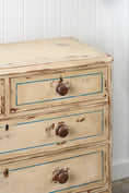 Load image into Gallery viewer, 19th Century Victorian Two Over Three Painted Pine Chest with Blue Accents