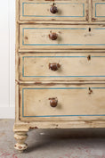 Load image into Gallery viewer, 19th Century Victorian Two Over Three Painted Pine Chest with Blue Accents