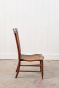 Load image into Gallery viewer, Antique Petite Walnut Accent Chair with Hand-tied Cane Seat + Back with Bobbin Legs