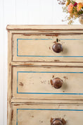 Load image into Gallery viewer, 19th Century Victorian Two Over Three Painted Pine Chest with Blue Accents