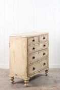 Load image into Gallery viewer, 19th Century Victorian Two Over Three Painted Pine Chest with Blue Accents