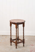 Load image into Gallery viewer, Antique English Round Oak Barley Twist Table With Scalloped Edge