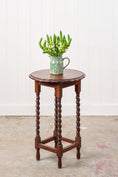 Load image into Gallery viewer, Antique English Round Oak Barley Twist Table with Scalloped Edge