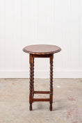 Load image into Gallery viewer, Antique English Round Oak Barley Twist Table with Scalloped Edge