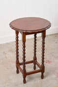 Load image into Gallery viewer, Antique English Round Oak Barley Twist Table with Scalloped Edge