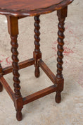Load image into Gallery viewer, Antique English Round Oak Barley Twist Table with Scalloped Edge