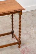 Load image into Gallery viewer, Antique English Rectangle Honey Oak Scalloped Edge Barley Twist Table