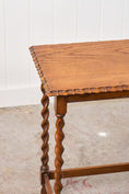 Load image into Gallery viewer, Antique English Rectangle Honey Oak Scalloped Edge Barley Twist Table