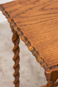 Load image into Gallery viewer, Antique English Rectangle Honey Oak Scalloped Edge Barley Twist Table