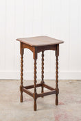 Load image into Gallery viewer, Antique English Oak Barley Twist Side Table with Straight Beveled Edge